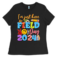 Black im just here for field day 2024 Ladies Tee - Artiststas