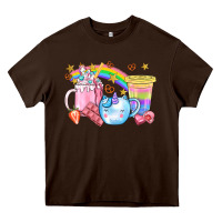 Chocolate Brown Unicorn Coffee Cup With Star Bbs Heavy Core Tee - BundleAndBundleShop