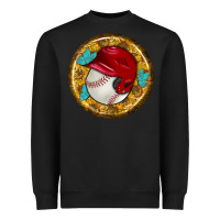 Black baseball with sunflower round earrings Heavyweight Sweatshirt - BundleAndBundleShop