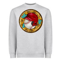Heather Grey baseball with sunflower round earrings Heavyweight Sweatshirt - BundleAndBundleShop