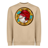 Mushroom baseball with sunflower round earrings Heavyweight Sweatshirt - BundleAndBundleShop
