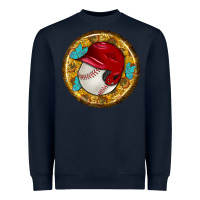 Navy baseball with sunflower round earrings Heavyweight Sweatshirt - BundleAndBundleShop
