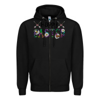 Black Happy Easter Zipper Hoodie - CowhideDigitalArt