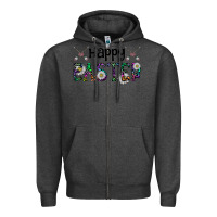Charcoal Heather Happy Easter Zipper Hoodie - CowhideDigitalArt