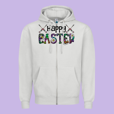 Happy Easter Zipper Hoodie Designed By Cowhidedigitalart