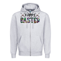 Heather Grey Happy Easter Zipper Hoodie - CowhideDigitalArt
