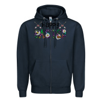 Navy Happy Easter Zipper Hoodie - CowhideDigitalArt