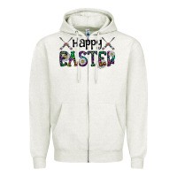 Oatmeal Heather Happy Easter Zipper Hoodie - CowhideDigitalArt