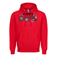 Red Happy Easter Zipper Hoodie - CowhideDigitalArt