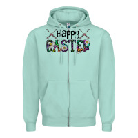 Seafoam Happy Easter Zipper Hoodie - CowhideDigitalArt