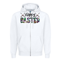 White Happy Easter Zipper Hoodie - CowhideDigitalArt
