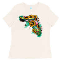 Bone Florida Map Sunflower Cactus Serape Ladies Tee - RanaPortraitStore