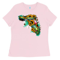Florida Map Sunflower Cactus Serape Ladies Tee | Teevron