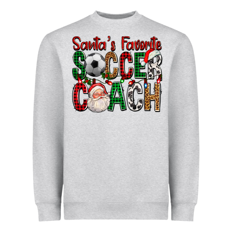 Santa's Favorite Soccer Coach For Christmas Heavyweight Sweatshirt by FaDigitalArtStudio | Teevron