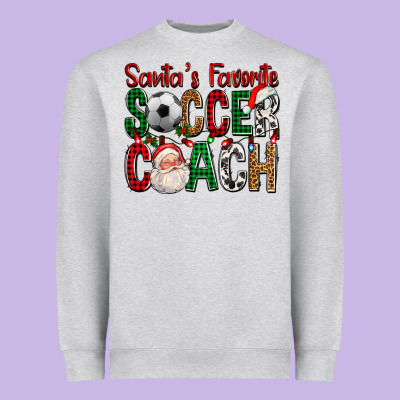 Santa's Favorite Soccer Coach For Christmas Heavyweight Sweatshirt Designed By Fadigitalartstudio