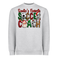 Heather Grey Santa's Favorite Soccer Coach For Christmas Heavyweight Sweatshirt - FaDigitalArtStudio