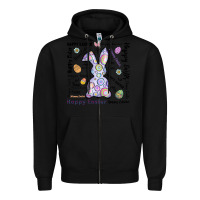 Black Happy Easter Zipper Hoodie - CowhideDigitalArt