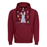 Burgundy Happy Easter Zipper Hoodie - CowhideDigitalArt