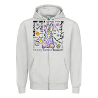 Dove Grey Happy Easter Zipper Hoodie - CowhideDigitalArt