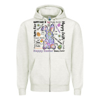 Oatmeal Heather Happy Easter Zipper Hoodie - CowhideDigitalArt