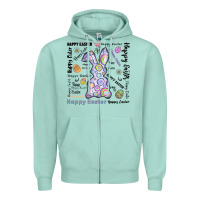 Seafoam Happy Easter Zipper Hoodie - CowhideDigitalArt