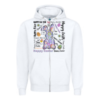 White Happy Easter Zipper Hoodie - CowhideDigitalArt