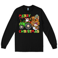 Black merry christmas crew tractor Long Sleeve Tee - CowGirlArtShop