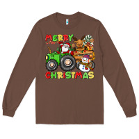 Chestnut merry christmas crew tractor Long Sleeve Tee - CowGirlArtShop