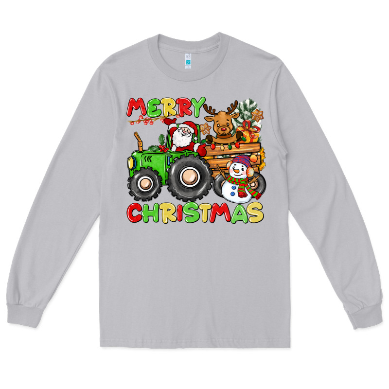 Merry Christmas Crew Tractor Long Sleeve Tee by CowGirlArtShop | Teevron
