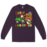 Plum merry christmas crew tractor Long Sleeve Tee - CowGirlArtShop