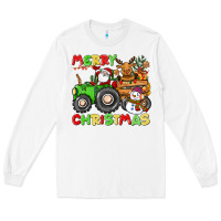 White merry christmas crew tractor Long Sleeve Tee - CowGirlArtShop