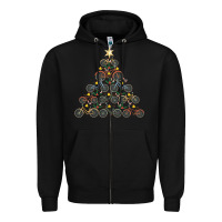 Black bicycle christmas tree funny biker bicyclist xmas for family long slee Zipper Hoodie - lanVoArt