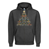 Charcoal Heather bicycle christmas tree funny biker bicyclist xmas for family long slee Zipper Hoodie - lanVoArt