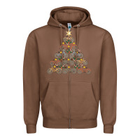Chestnut bicycle christmas tree funny biker bicyclist xmas for family long slee Zipper Hoodie - lanVoArt
