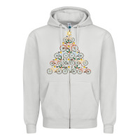Dove Grey bicycle christmas tree funny biker bicyclist xmas for family long slee Zipper Hoodie - lanVoArt