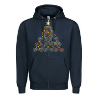 Navy bicycle christmas tree funny biker bicyclist xmas for family long slee Zipper Hoodie - lanVoArt