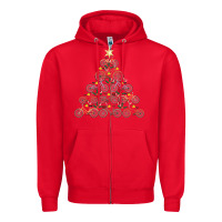 Red bicycle christmas tree funny biker bicyclist xmas for family long slee Zipper Hoodie - lanVoArt