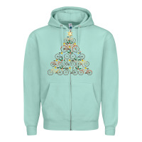 Seafoam bicycle christmas tree funny biker bicyclist xmas for family long slee Zipper Hoodie - lanVoArt