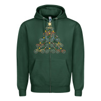 Sports Green bicycle christmas tree funny biker bicyclist xmas for family long slee Zipper Hoodie - lanVoArt