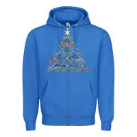 True Royal bicycle christmas tree funny biker bicyclist xmas for family long slee Zipper Hoodie - lanVoArt