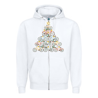 White bicycle christmas tree funny biker bicyclist xmas for family long slee Zipper Hoodie - lanVoArt