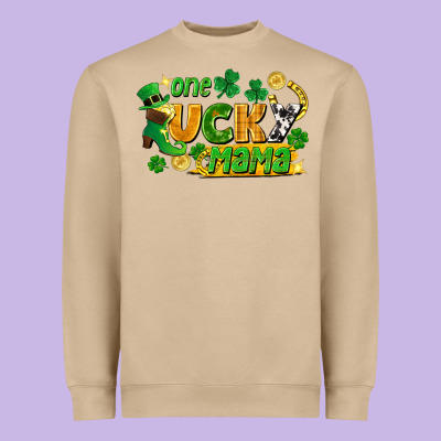 One Lucky Mama Heavyweight Sweatshirt Designed By Fadigitalartstudio