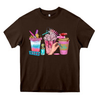 Chocolate Brown Nail Coffee Cups With Rings Bbs Heavy Core Tee - BundleAndBundleShop