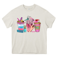 Cream Nail Coffee Cups With Rings Bbs Heavy Core Tee - BundleAndBundleShop