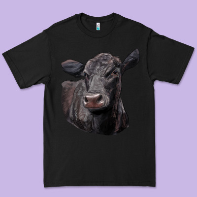 Black Angus Cow Illustrations Premium Tee Designed By Lillyallendesigns
