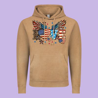Love America Wings 4th Of July Vintage Hoodie Designed By Howdyjamesfarm