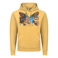 Vintage Mustard Love America wings 4th of july Vintage Hoodie - HowdyJamesFarm