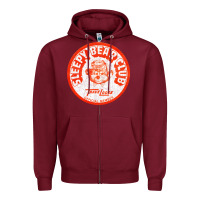 Burgundy sleepy bear club   70s thrift store aesthetic Zipper Hoodie - lanVoArt