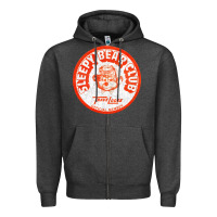 Charcoal Heather sleepy bear club   70s thrift store aesthetic Zipper Hoodie - lanVoArt