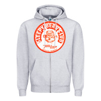 Heather Grey sleepy bear club   70s thrift store aesthetic Zipper Hoodie - lanVoArt